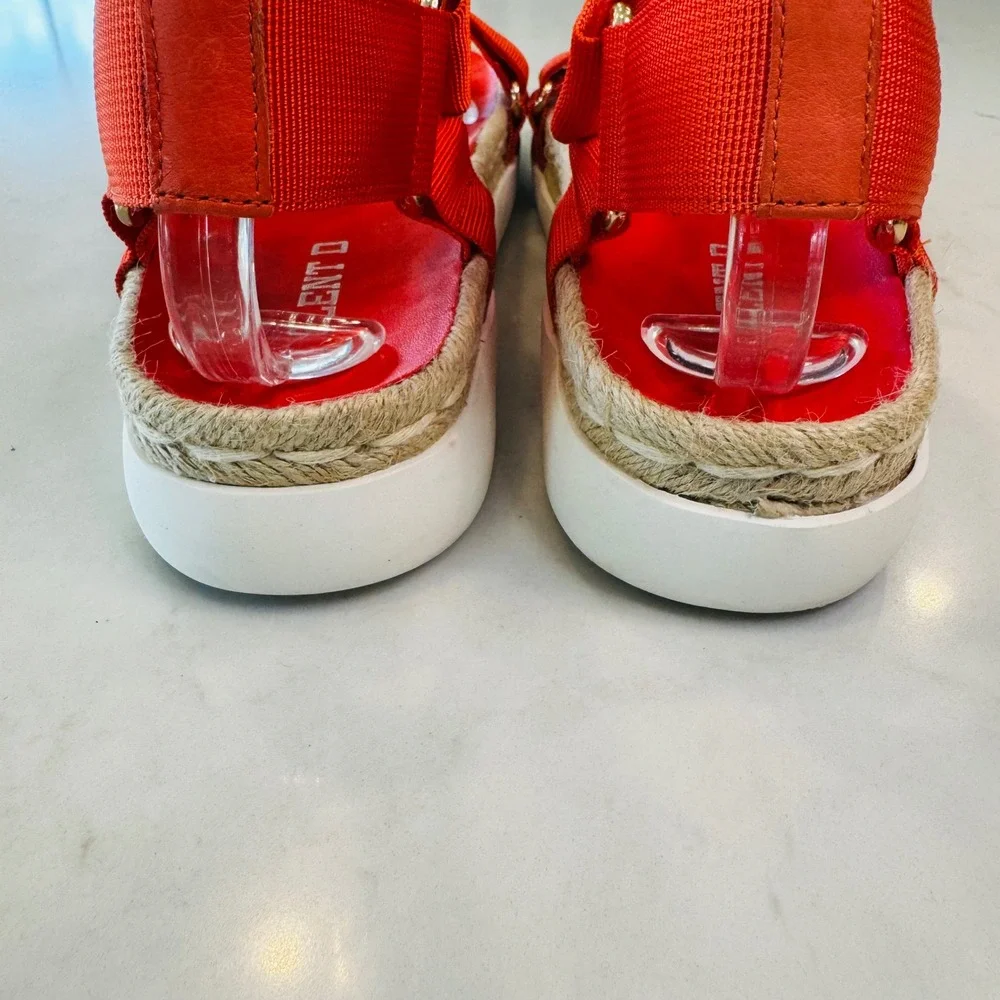 Silent D Trevor Women 9.5 EU 40 Red Orange Platform Espadrille Sandals Hook Loop - Picture 16 of 16